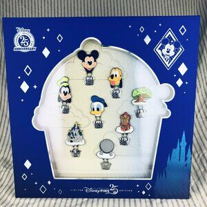 25 Years of Disney Pin Trading Up Up and Away Acrylic Stand 8-Pin Set LE 250